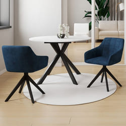 IDMARKET Lot de 2 chaises pivotantes 360° de salle à manger MADY en velours bleu