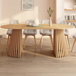 IDMARKET Table à manger extensible ronde CARMEN 4-10 personnes pied bois 110-200 cm