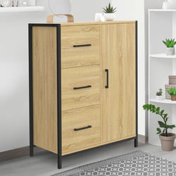 IDMARKET Commode de rangement salle de bain DETROIT 3 tiroirs 1 placard design industriel