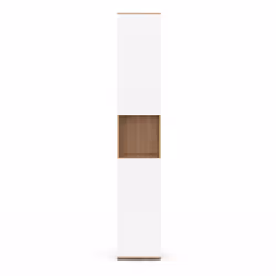 IDMARKET Meuble colonne salle de bain suspendu TOMI 2 portes 1 niche façon hêtre et blanc - Vue supplémentaire 2