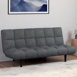 IDMARKET Canapé clic clac 3 places capitonné SALOME en tissu gris anthracite