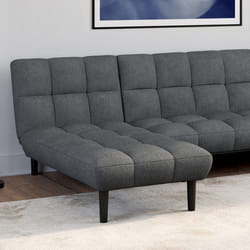 IDMARKET Méridienne clic clac capitonnée SALOME 80 x 180 cm en tissu gris anthracite