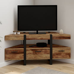 IDMARKET Meuble TV 110 cm dangle AUSTRIA bois pied épingle avec tiroirs