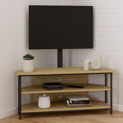IDMARKET Meuble TV 100 cm dangle DETROIT avec étagères et support TV réglable de 32 à 70 pouces design industriel
