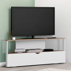 ID MARKET meuble tv dangle ELI 1 porte 100 cm blanc à poser