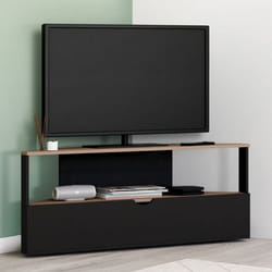 ID MARKET meuble tv dangle ELI 1 porte 100 cm noir à poser