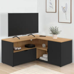 ID MARKET meuble tv dangle BALTAZAR 2 portes et 1 tiroir 90 cm bois à poser