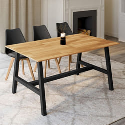 Table à manger rectangle fixe - IDMARKET - MADELEINE - Bois et noir - 6 personnes - 160 cm