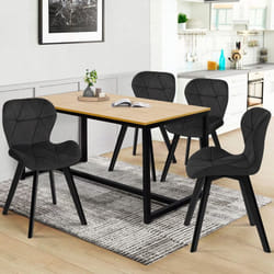 IDMARKET Lot de 4 chaises ROBINE en velours noir pieds noirs