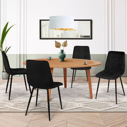 IDMARKET Lot de 4 chaises de salle à manger MILA en velours noir