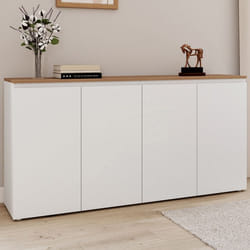 ID MARKET buffet TOBY 4 portes 160 cm Moderne bois et blanc