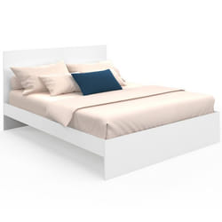 IDMARKET Lit double OMAHA avec tête de lit et sommier 160 x 200 cm blanc