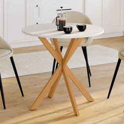 Table à manger ronde fixe - IDMARKET - ALIX - Bois et blanc - 4 personnes - 80 cm