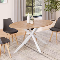 IDMARKET Table à manger ovale ALIX 8 personnes pied araignée bois et blanc 150 cm