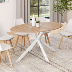 Table à manger ovale fixe - IDMARKET - ALIX - Bois et blanc - 8 personnes - 150 cm