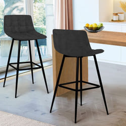 IDMARKET Lot de 2 tabourets de bar MADY en velours noir