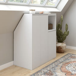 IDMARKET Ensemble armoires sous pente 2 portes + 1 porte et 1 niche TOMI blanc