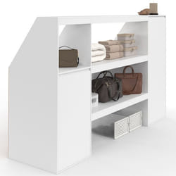 IDMARKET Ensemble étagère 2 niveaux armoire 2 armoire 1 porte + 1 niche sous pente TOMI blanc