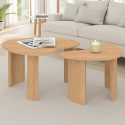 IDMARKET Lot de 2 tables basses gigognes COLINE 70/50 bois façon hêtre