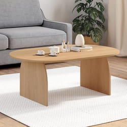 IDMARKET Table basse japandi ovale EDITH 110 cm bois effet hêtre