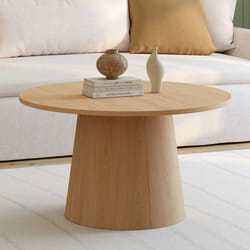 IDMARKET Table basse ronde ANGELE 70 cm pied central bois effet hêtre