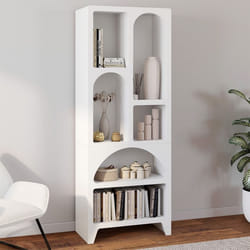 IDMARKET Etagère bibliothèque organique ALESIA 6 compartiments bois blanc
