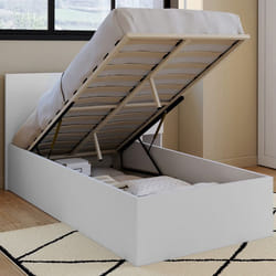 IDMARKET Lit coffre simple SEASIDE avec tête de lit et sommier 90 x 190 cm blanc