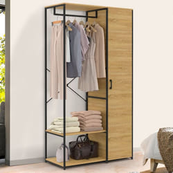 IDMARKET Dressing penderie étagères avec porte L. 90 cm DETROIT design industriel