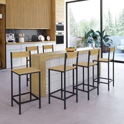 IDMARKET Lot de 6 tabourets de bar DETROIT avec dossier chaise de cuisine design industriel