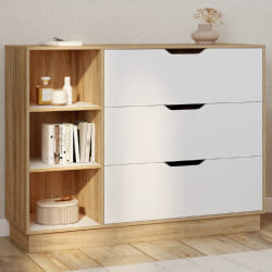 COMMODE OXANA 3 TIR BOIS/BLANC
