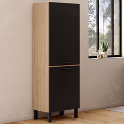 IDMARKET Colonne de cuisine 60 cm CINA 2 portes façon hêtre et noir