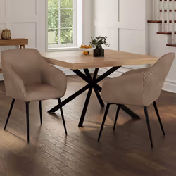 IDMARKET Lot de 2 chaises de salle à manger fauteuils de table JANY en velours cotelé taupe