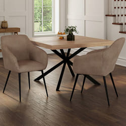 IDMARKET Lot de 2 chaises de salle à manger fauteuils de table JANY en velours cotelé taupe