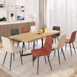 IDMARKET Lot de 8 chaises MILA en velours mix color terracotta x3 gris foncé x3 et beige x3