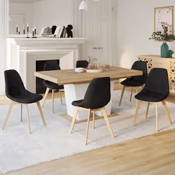 IDMARKET Lot de 6 chaises scandinaves GABY en tissu noir pour salle à manger