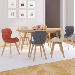 IDMARKET Lot de 6 chaises ROBINE en tissu mix color gris foncé x2 terracotta x2 beige x2