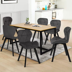IDMARKET Lot de 6 chaises de salle à manger ROBINE en velours gris