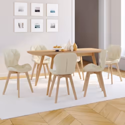 IDMARKET Lot de 6 chaises ROBINE en tissu beige pour salle à manger