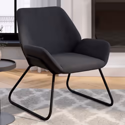 IDMARKET Fauteuil SIXTINE en tissu gris anthracite et pieds métal noirs