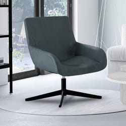 IDMARKET Fauteuil pivotant ALBUS en velours gris pieds noirs