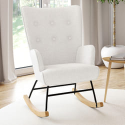 IDMARKET Fauteuil scandinave IVAR en tissu à bascule bouclette beige