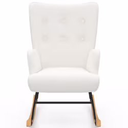 IDMARKET Fauteuil scandinave IVAR en tissu à bascule bouclette beige - Vue supplémentaire 2