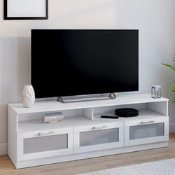 ID MARKET meuble tv VITO 3 portes 140 cm blanc à poser