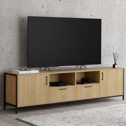 IDMARKET Meuble TV 180 cm DETROIT 2 portes 2 tiroirs design industriel