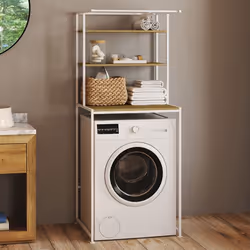 IDMARKET Meuble étagères dessus machine à laver DETROIT métal blanc