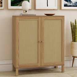 IDMARKET Buffet dappoint vintage 2 portes 70 cm HANAE effet naturel cannage