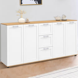 IDMARKET Buffet 180 cm VITO XXL 4 portes avec 3 tiroirs bois et blanc