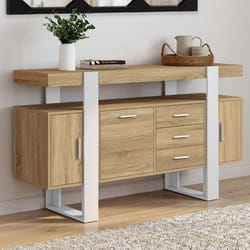 ID MARKET buffet PHOENIX 3 portes et 3 tiroirs 140 cm Loft bois et blanc