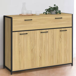 IDMARKET Buffet 100 cm DETROIT 3 portes et 1 tiroir design industriel