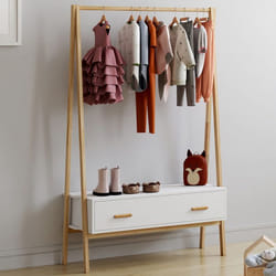 IDMARKET Portant enfant tipi LEON 130 cm avec 1 porte blanc et bois